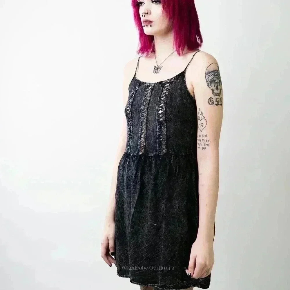 Anthropology Finn & Clover Black Grungy Mini Dress - M - Picture 3 of 6